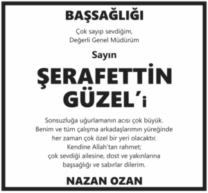 Sabah başsağlığı İlanı örneği