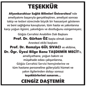 Sabah teşekkür ilanı