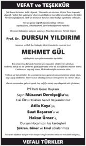 Sabah vefat teşekkür ilanı